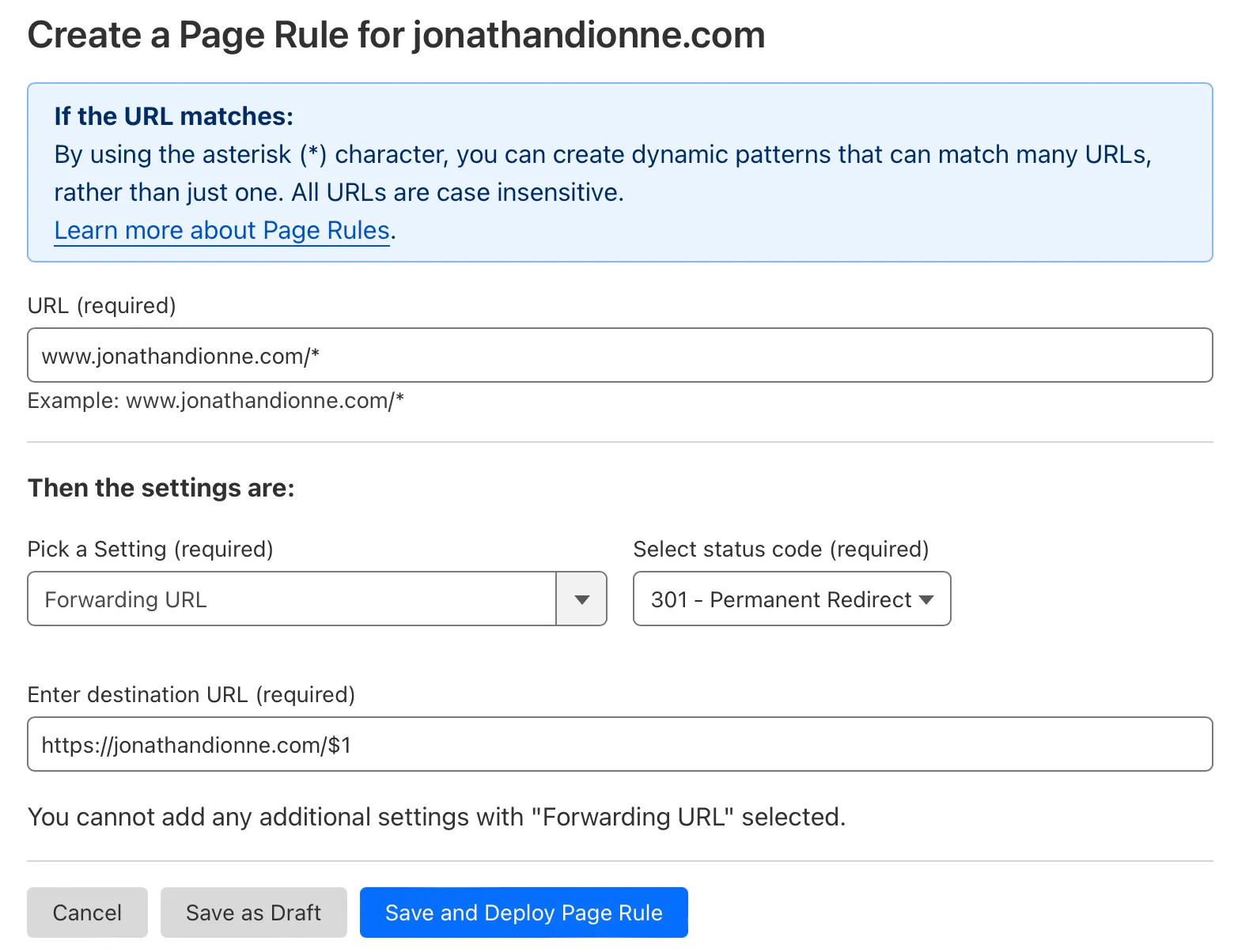 Page Rules - Cloudflare Dashboard